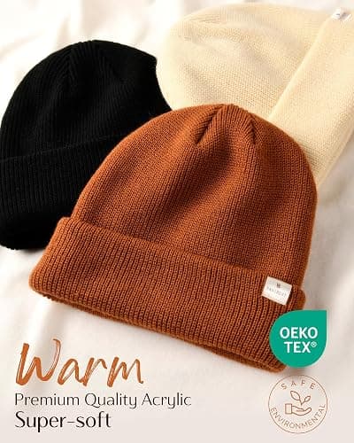 YANIBEST Beanie Hat for Women Men Satin Lined Beanie Hats Winter Hat Womens Cuffed Beanies Knit Skull Cap Warm Ski Hat Unisex thumbnail 5
