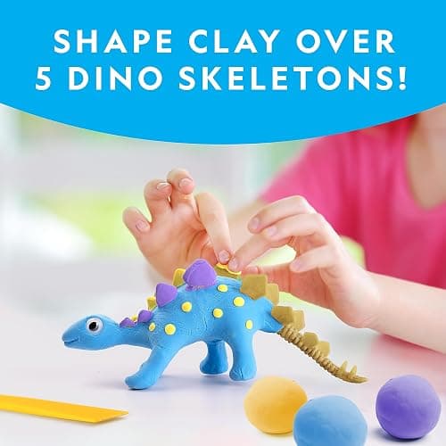 NATIONAL GEOGRAPHIC Clay Dinosaur Arts & Crafts Kit - Dinosaur Air Dry Clay for Kids with 5 Clay Colors, 5 Dino Skeletons & Googly Eyes, Dinosaur Activity for Girls and Boys Ages 4 5 6 7 8 9 & 10 thumbnail 2