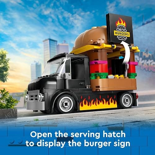 LEGO City Burger Truck Toy Building Set, Fun Gift for Kids Ages 5 Plus, Burger Van and Kitchen Playset, Vendor Minifigure and Accessories, Imaginative Pretend Play for Boys and Girls, 60404 thumbnail 4