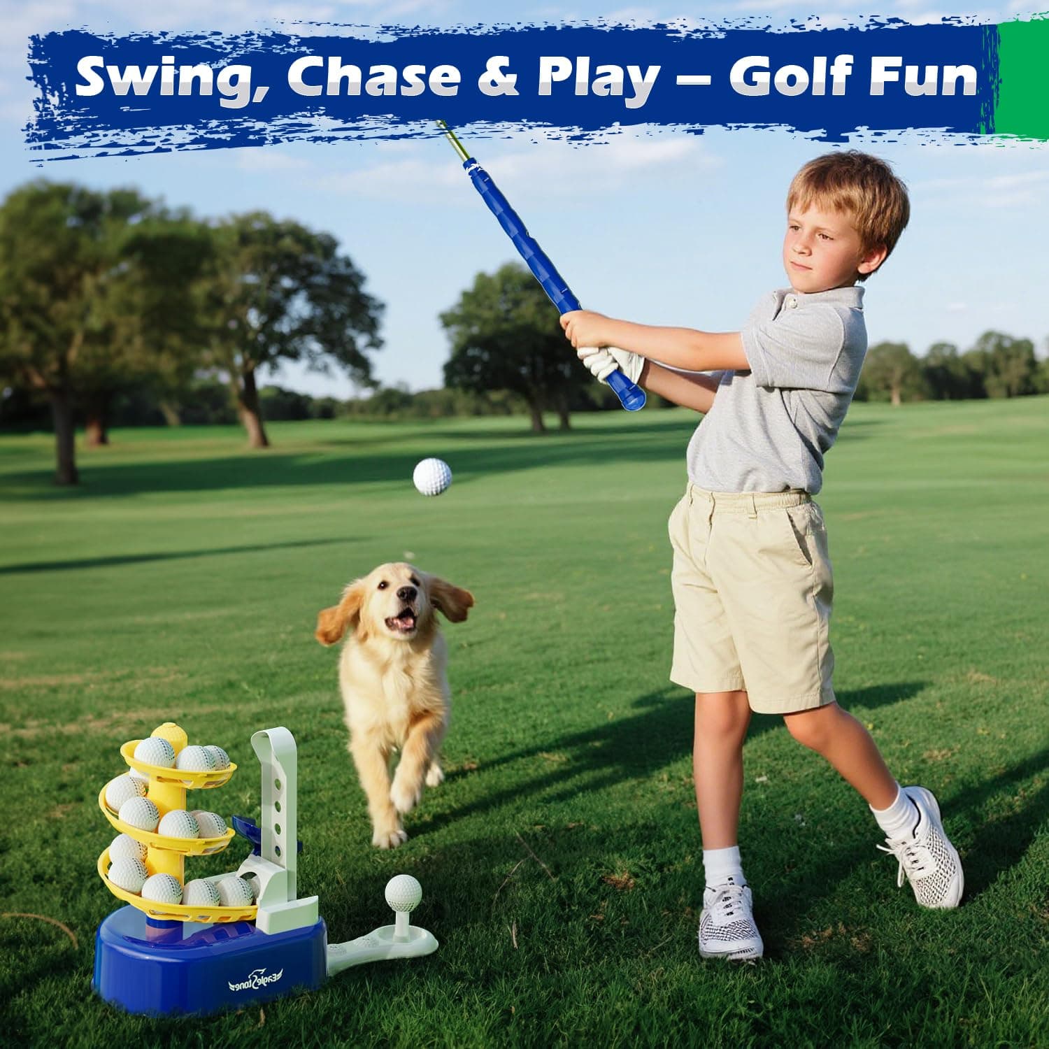 Eagle Stone Kids Golf Toys Set Outdoor Lawn Sport Toy with 15pcs Training Golf Balls & Clubs Equipment, Indoor Exercise Game, Portable Outside Yard Active Gifts for 3 4 5 6 7 8 Year Olds Boys Girls thumbnail 8
