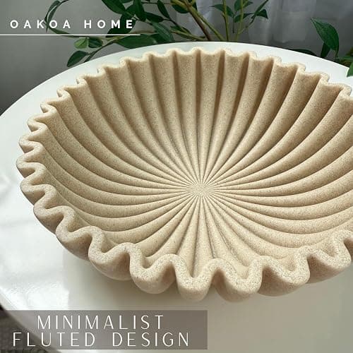 OAKOA Beige Resin Large Decorative Bowls for Home Decor - Decorative Bowl for Keys Entryway Table - Decorative Fruit Bowl Decor - Purse Bowl thumbnail 5