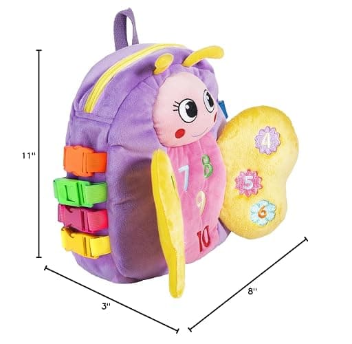 Buckle Toys - Blossom Butterfly Activity Backpack - Educational Learning Toy - Must Have for Long Car Trips - Zippered Pouch for Storage - Great Gift for Toddlers, Girls and Kids thumbnail 2