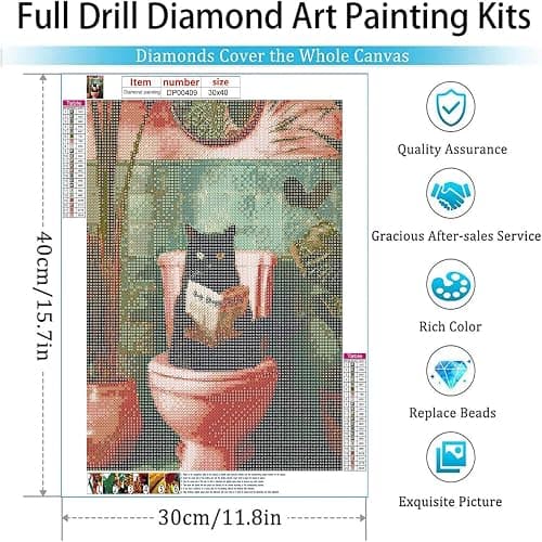 ARPADAMO Diamond Art Kits for Adults,5D Cat Diamond Painting DIY Black Cat Diamond Art Diamond Painting Kits for Adult,Round Full Drill Diamonds, Diamond Art Kits for Home Decor-12x16inch thumbnail 4