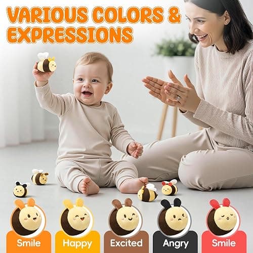 Baby Toys 6-12 Months - Beehive Infant Toy with 5 Sensory Bees Stuffed Animals, Crinkle, Rattle, Mirror & Music, Montessori Toys for 6 7 8 9 10 11 12 Month Old Baby Boys Girls Birthday Christmas Gift thumbnail 5