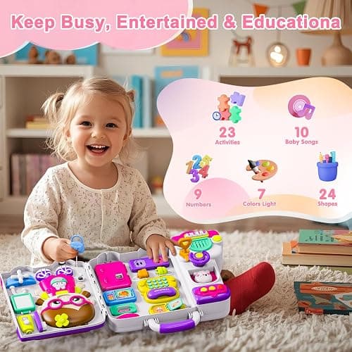 Montessori Busy Board for 1-2 Year Old Girl Gift,Musical Toys for Toddlers 1-3 Year,Educational Fine Motor Baby Toys for 12 18 Months,Perfect for Preschool or Travel,Birthday Gift for 1+Year Old Girl thumbnail 3