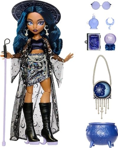 Monster High Doll, Moonspell Magic Claire de Luna | Clairvoyant Witch in Blue Clothes with Cauldron Surprise & Accessories like Crystal Ball, Hat & Spellbook thumbnail 5