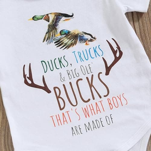 Hunting Baby Clothes Newborn Infant Boys Duck Deer Hunting Bodysuit and Jungle Camo Pants Outfit Set thumbnail 4