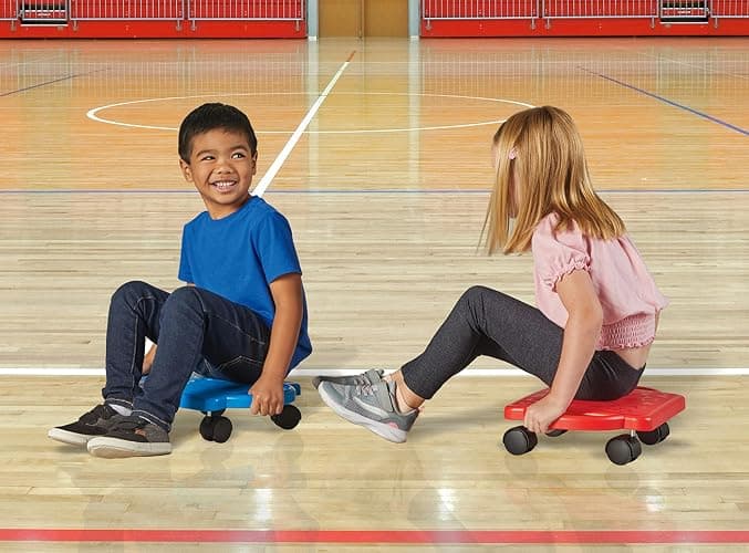 hand2mind Red Heavy-Duty Indoor Scooter Board with Handles, Floor Scooter, Sit Down Scooter, Gym Activities for Kids, Indoor Recess Games, Sport Scooters, Physical Education Equipment, Gross Motor Toy thumbnail 8