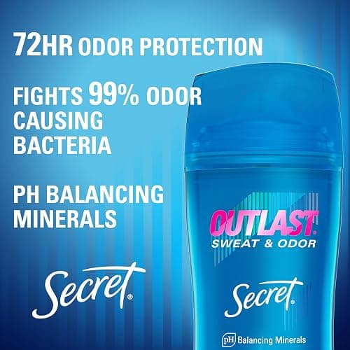 Secret Outlast Antiperspirant Deodorant for Women, 72hr Sweat & Odor Protection, PH Balancing Minerals, Invisible Solid, Completely Clean Scent, Travel Size, 0.5 oz thumbnail 2