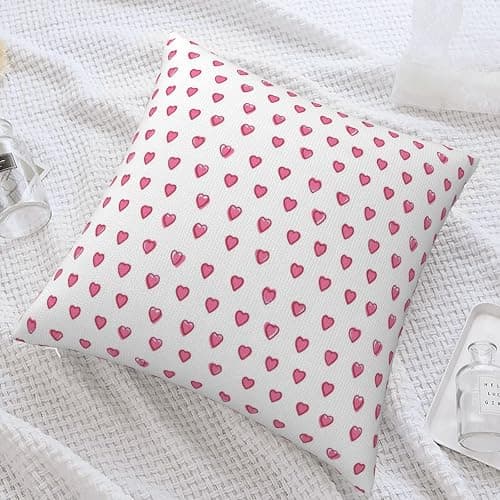 KNoRRS 18x18 Pink Throw Pillow Covers with Zipper - Decorative Square Roller Cushion Rabbit Cases for Sofa and Bedroom, Preppy2, 79998 thumbnail 2