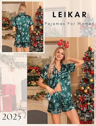 Leikar Silk Pajamas For Women Button Down Pajamas Satin PJ Set Soft Sleepwear thumbnail 3