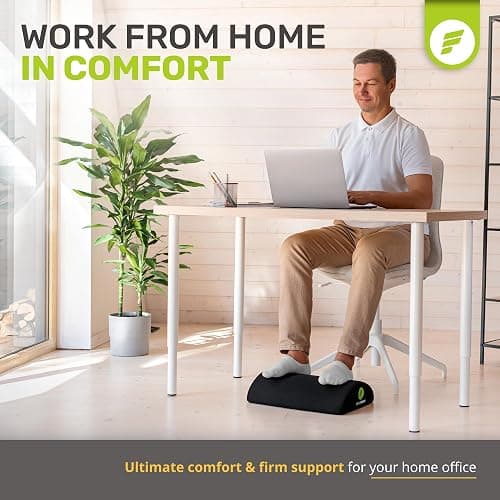 ErgoFoam Foot Rest for Under Desk at Work - Premium Under Desk Footrest - Desk Foot Rest for Lumbar, Back, Knee Pain - Ergonomic Foot Stool Under Desk (Black, Mesh) thumbnail 2