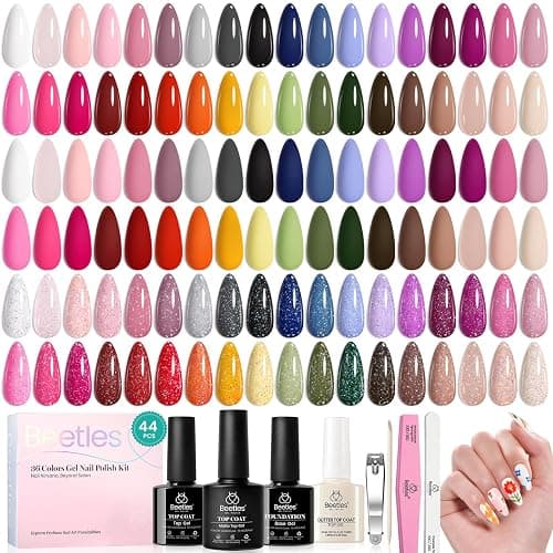 beetles Gel Polish 44pcs Winter Gel Nail Polish Set 36 Colors Brown Burgundy Red Blue Purple Green Black Nude White with Base Top Coat UV LED Needed Salon DIY at Home Gift for Women Colorful Muse thumbnail 9