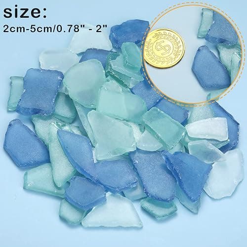 Jetec Sea Glass for Crafts Seaglass Pieces Decor Flat Frosted Sea Glass Vase Filler Crushed for Beach Wedding Party Decor Home Aquarium DIY Art Craft Supplies(Blue, White, Green) - Blue, White, Green thumbnail 6