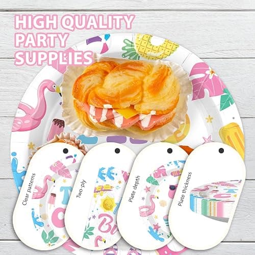 96Pcs Two Cool Pool Party Decorations Pink Swimming Flamingo Pool 2nd Birthday Plates and Napkins Splish Splash 2nd Birthday Decoration for Girls Baby Shower Two Years Old Summer Beach Party Supplies thumbnail 7
