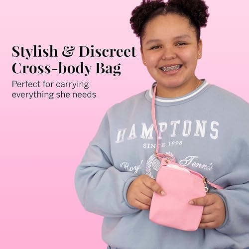 Pixie First Period Kit for Girls 9-12 - Ranked 1 for Organic Cotton Teen Pads with Wings - Period Tracking Bracelet & Discreet Crossbody Bag - On-the-Go Tween Starter Kit & Feminine Hygiene Essentials thumbnail 4