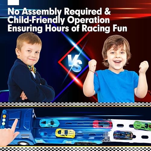 hahaland Toys for 3 Year Old Boy Gift - 2 in 1 Car Carrier Transforms into Race Tracks Toys with Dual Launcher Truck for Kids Ages 3-5 - Car Sets for Boys 3 Year Old Boy Gifts thumbnail 6