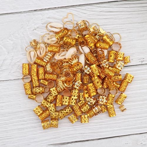 202 Pcs Jewelry for Women Braids, Locs Dreadlocks Beads Braid Rings/Cuffs Shells Heart Butterfly Hair Pendants/Clips for Dreadlock Accessories (Gold) thumbnail 8