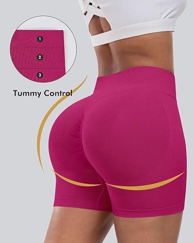 CHRLEISURE Workout Shorts Sets for Women, High Waisted Butt Lifting Scrunch Butt Sports Seamless Gym Shorts thumbnail 3