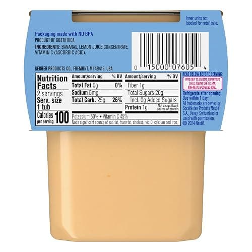 Gerber 2nd Food Baby Food Banana Puree, Natural & Non-GMO, 4 Ounce Tubs, 8 Ounce (Pack of 8) thumbnail 9