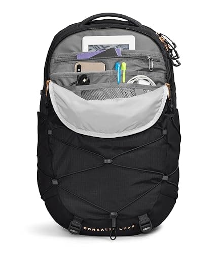 THE NORTH FACE Women's Borealis Luxe Commuter Laptop Backpack, TNF Black/Burnt Coral Metallic-NPF, One Size thumbnail 4