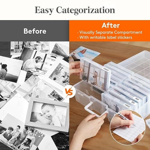 Lifewit 16 Pcs Photo Storage Box, Photo Albums 4x6 Pictures, Acid-Free Stackable Case with Labels, Trading Card Container for Sticker, Seed, Scrapbooking, Craft, Diamond Art, Classroom Supplies, Clear thumbnail 4