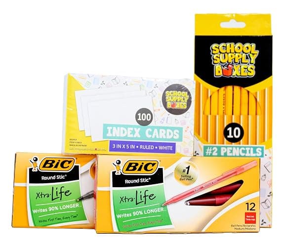 High School Writing Bundle | 1 Box - 51 Pieces per Box | School Supply Boxes - Back to School Essentials | Includes Composition Books, Loose Leaf Paper, Index Cards, 12 ct. Pens & More - 1 Box thumbnail 5