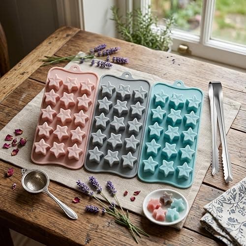 3PCS Star Ice Cube Trays, Mini Star Ice Cube Trays, Unique Moulds with a Tweezer, for Home Cooks and Beverage Decorators, in Pink, Grey and Blue thumbnail 6