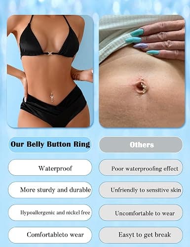JOERICA 6 Pcs 14G Clicker Belly Button Ring for Women 316L Surgical Steel Butterfly Snake Evil Eye Heart CZ Opal Dangle Belly Button Rings Simple Reverse Navel Rings Body Belly Piercing Jewelry thumbnail 7