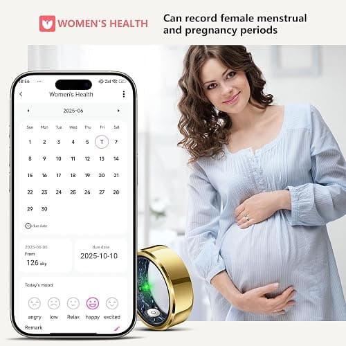 RIFESI Smart Ring for Women Men, Fashion Minimalist Fitness Ring & Sleep Tracker Ring with Heart Rate, SPO₂,Blood Pressure,5ATM Waterproof Health Ring, No Subscription,Gift (Size 8, Gold) thumbnail 4