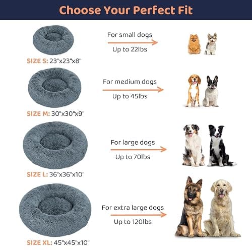 Petloox Donut Dog Bed - Premium Comfort for Anxiety Relief - Fluffy & Calming Design with Ultra-Plush Support | Cozy Round Dog Bed with Super Soft Circle Style (Size S Dark Grey) thumbnail 3