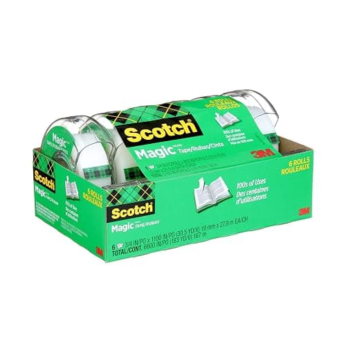 Scotch Magic Tape, Invisible, Back to School and University Essentials for Students and Teachers, 6 Tape Rolls With Dispensers, 19 mm x 21.5 m - Image 1