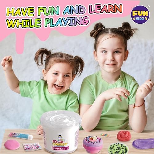 4 LB Milky Butter Slime Bucket Gift for Girls, FunKidz 64 FL OZ Huge Soft White Premade Scented Slime Kit Toy with 29 Variety Add-Ins Perfect Birthday Present for Kids Age 6+ thumbnail 6