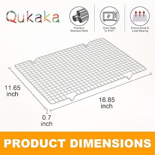 2PCS Cooling Racks for Cooking and Baking -11.65''x16.85''Heavy Duty Stainless Steel Wire Rack for Baking, Grilling, Roasting - Oven & Dishwasher Safe - Fits Half Sheet Pan（Silver） thumbnail 2