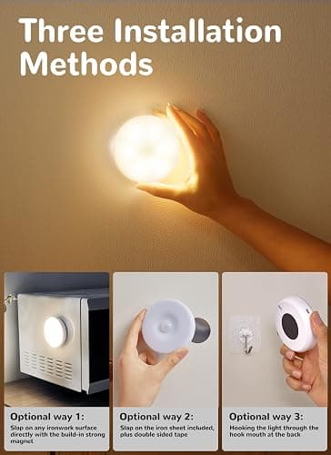 Homelist Motion Sensor Lights Indoor,6 Pack Wireless LED Rechargeable Magnetic Stick on Wall Night Light,Battery Operated USB Charging,Stair, Corridors, Closet, Kitchen Light Under Cabinets Puck Light thumbnail 8