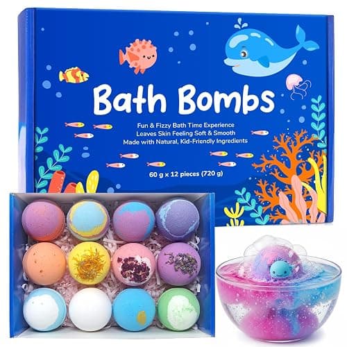 12 Pcs Bath Bomb Gift Set with Surprise Inside – Natural Ingredients, Rich Bubbles, Moisturising Cocoa & Shea Butter, Fizzes Spa – Ideal Birthday Easter Gift for Boys & Girls - Image 1