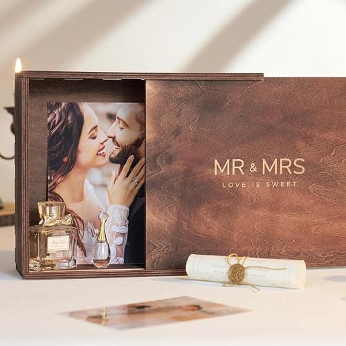AW BRIDAL Champagne Flutes Set of 2, MR MRS Engraved, Crystal, 6 oz, Cake Cutting Set, Wedding Gift Box, Housewarming Gifts, Engagement Gifts for Couple thumbnail 9