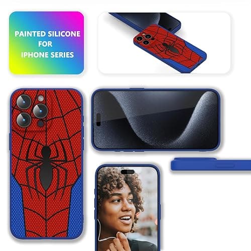 LPAYUHDB Superhero Style Comic Silicone Protection Pattern Case for iPhone 13 pro max, Lovely Spider Image case for iPhone 13 pro max, Non Slip Protection Case for Boys and Girls (BLUE-SPIDER-T101) thumbnail 3