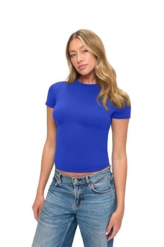 Natural Uniforms Womens Super Soft, Super Stretch Y2K Short Sleeve Baby Tee Crop Top thumbnail 5