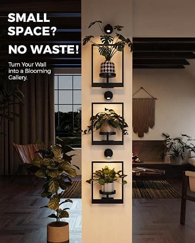Bamworld Plant Stand with Lights Wall Planters for Indoor Plants Hanging Planter for Indoor Plants Plant Stand Indoor Wall Decor 3 Pack for Living Room Outdoor Entryway（3 spotlights） thumbnail 4