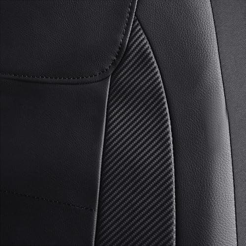 Flying Banner Universal Carbon Fibre Leather Car Seat Covers Airbag Compatible Seat Protector (Full Set, Black) thumbnail 4