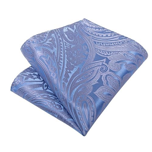 DiBanGu Silk Floral Ties for Men Woven Paisley Necktie and Tie Clip Handkerchief Cufflinks Set for Party Wedding thumbnail 7
