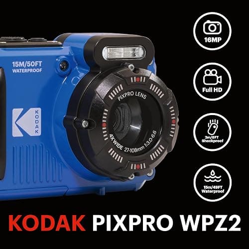 KODAK PIXPRO WPZ2 Rugged Waterproof Shockproof Dustproof WiFi Digital Camera 16MP 4X Optical Zoom 1080P Full HD Video Vlogging Camera 2.7" LCD (Blue) thumbnail 3