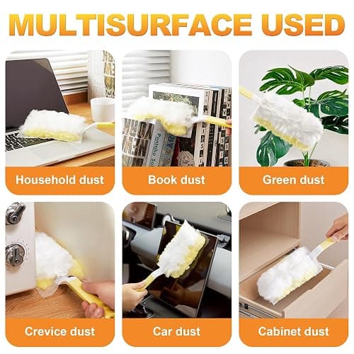JOYMOOP Disposable Electrostatic Duster for Cleaning, with 2 Handles & 24 Ct Yellow Heavy Duty Refills for Swiffer Feather Duster, Household Cleaning Tool for Electronics, Dusting Furniture, Blinds thumbnail 6