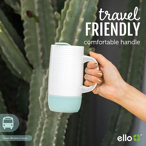 Ello Jane 18oz Ceramic Travel Mug with Handle, Splash-Resistant Slider Lid and Built-in Coaster, Perfect for Coffee and Tea, BPA Free, Dishwasher Safe, Gift for Him Her Birthday, Mauvewood thumbnail 5
