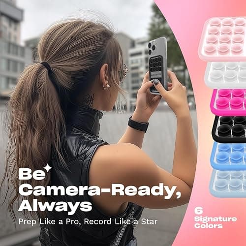 OCTOBUDDY Mirror - OG Suction Cup Phone Mount - Silicone Suction Grip Mobile Holder with Built-in Mirror - Hands-Free Selfies and Videos - Content Creator Accesory - 2.6″ x 3.9″, Baby Blue thumbnail 5