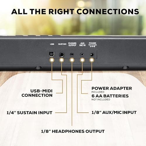 Alesis 88 Key Keyboard Piano with 480 Sounds, Speakers, USB MIDI, Sheet Music Tablet Rest, Power Adapter and Piano Lessons for Beginners thumbnail 5