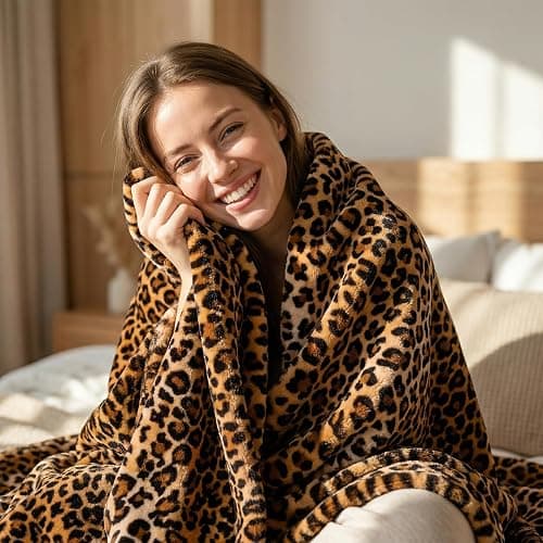 Vessia Leopard Printed Throw Blanket for Couch,Bed,Sofa, Soft Cozy 290GSM Classic Leopard Pattern Blanket for All Season, Lightweight Comfy Yellow Cheetah Animal Print Flannel Fleece Decor thumbnail 3