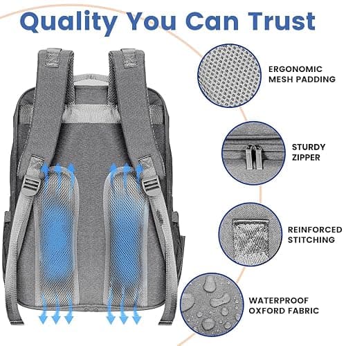 PILLANI Baby Diaper Bag Backpack - Large Bag for Boys & Girls, Waterproof Diaper Backpack - Baby Shower Gifts & Registry Must Haves - Travel Diaper Bags w/ Changing Pad - Stuff for Newborn Essentials thumbnail 6