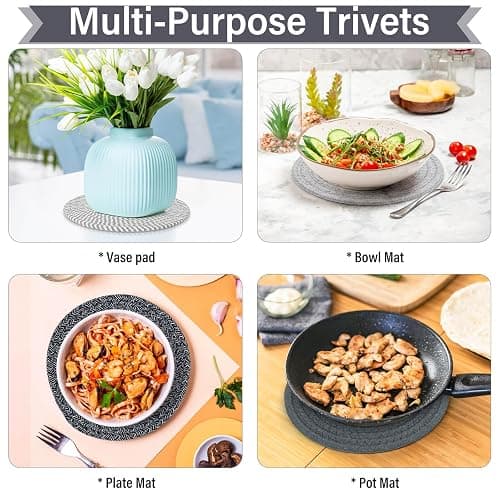 Billbotk 10" Trivets for Hot Dishes, Hot pots and Pans, Set of 6, Heat Resistant Pot Holders for Kitchen, Hot Pads for Countertops thumbnail 6